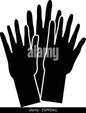 Hands of people of different nationalities icon Stock Vector
