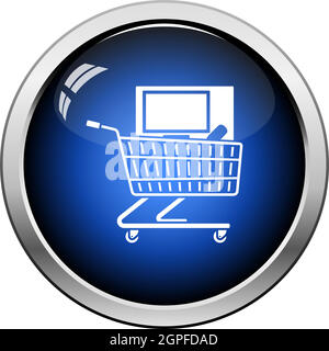 Shopping Cart With PC Icon Stock Vector