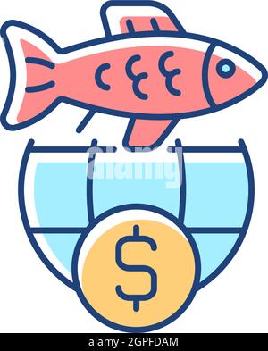 International fisheries trade permit RGB color icon Stock Vector