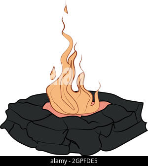 Tree logs and hot flame cartoon bonfire campfire Stock Vector