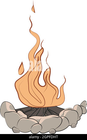 Tree logs and hot flame cartoon bonfire campfire Stock Vector