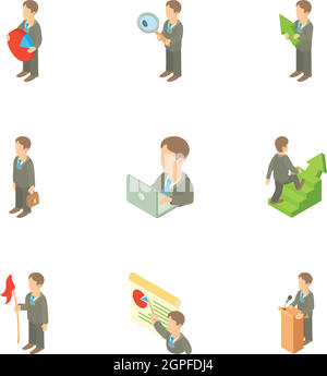 Business icons set, cartoon style Stock Vector