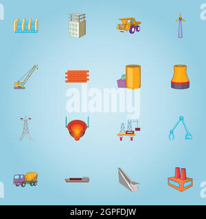 Production icons set, cartoon style Stock Vector