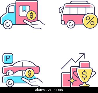 Corporate perks at work RGB color icons set Stock Vector