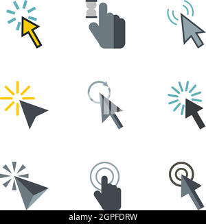 Cursor icons set, flat style Stock Vector