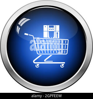 Shopping Cart With Cofee Machine Icon Stock Vector