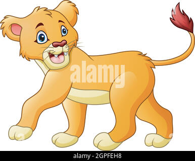 Cartoon lioness isolated on white background Stock Vector