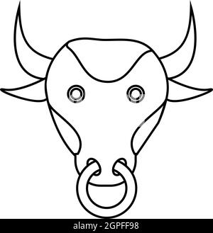 Bull icon, outline style Stock Vector