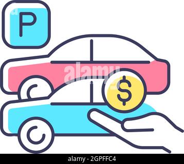 Free parking spots RGB color icon Stock Vector