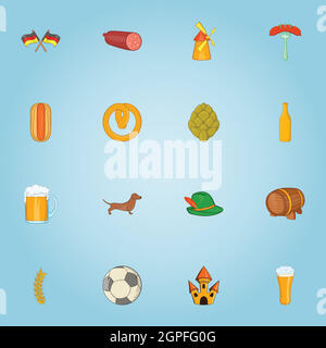 Germany icons set, cartoon style Stock Vector
