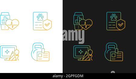Motivating employees gradient icons set for dark and light mode Stock Vector