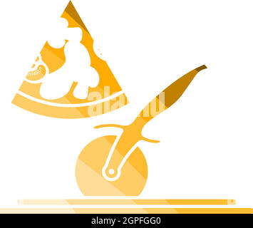 Pizza With Knife Icon Stock Vector