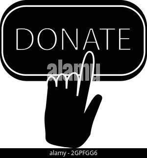 Hand presses button to donate icon, simple style Stock Vector