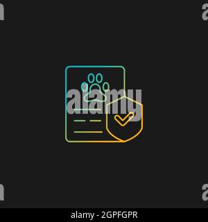 Pet insurance gradient vector icon for dark theme Stock Vector