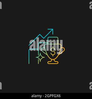 Performance bonus gradient vector icon for dark theme Stock Vector