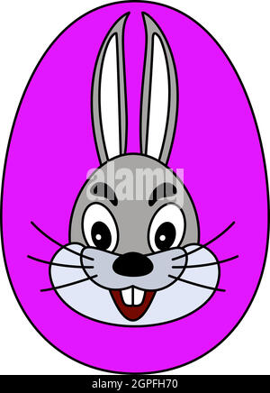 Easter Egg With Rabbit Icon Stock Vector