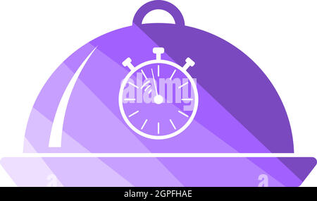 Cloche With Stopwatch Icon Stock Vector