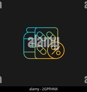Reduced prescription drug cost gradient vector icon for dark theme Stock Vector