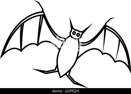 Bat icon, outline style Stock Vector