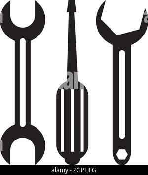 Screwdriver and wrench icon, simple style Stock Vector