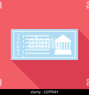 Ticket to museum icon, flat style Stock Vector