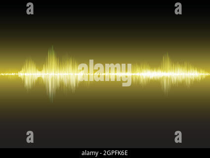 Yellow sound waves glow light Stock Vector