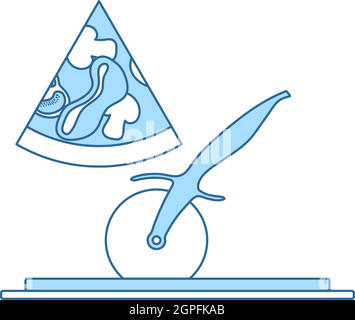 Pizza With Knife Icon Stock Vector