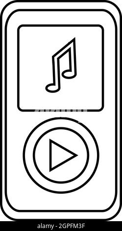 Music player icon, outline style Stock Vector