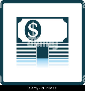 Banknote On Top Of Money Stack Icon Stock Vector