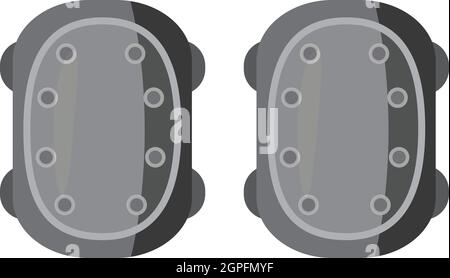 Military knee pads icon, gray monochrome style Stock Vector