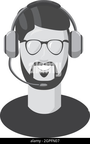 Male consultant in headphones icon Stock Vector