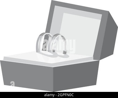 Wedding rings in a box icon, gray monochrome style Stock Vector