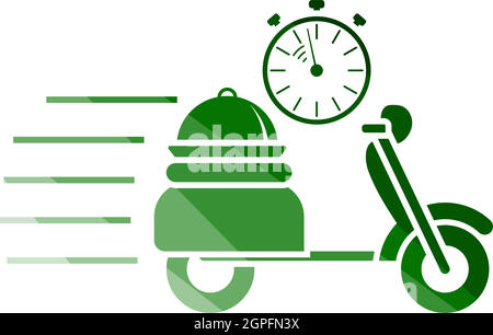 Restaurant Scooter Delivery Icon Stock Vector