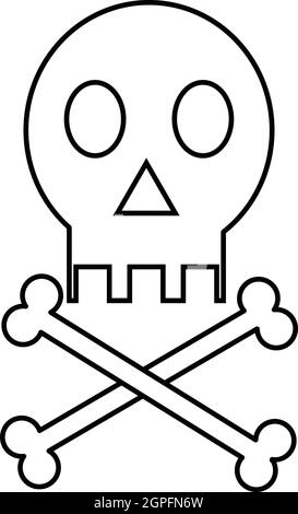 Skull icon, outline style Stock Vector