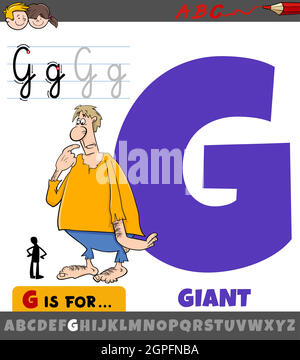 letter G from alphabet with cartoon giant fantasy character Stock Vector