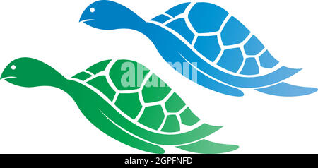 Turtle logo icon vector template illustration design concept Stock Vector