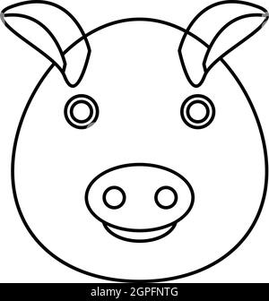 Pig icon, outline style Stock Vector