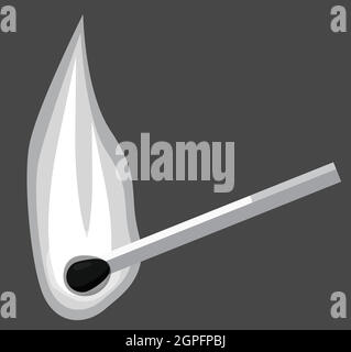 Burning match icon, gray monochrome style Stock Vector