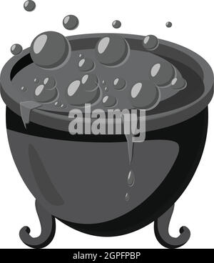 Witch cauldron icon, gray monochrome style Stock Vector