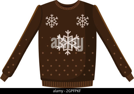 Brown sweater with snowflakes icon, cartoon style Stock Vector