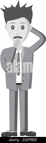 Scared businessman icon, gray monochrome style Stock Vector