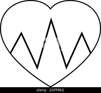 Cardiogram heart icon, outline style Stock Vector