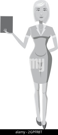 Businesswoman icon, gray monochrome style Stock Vector