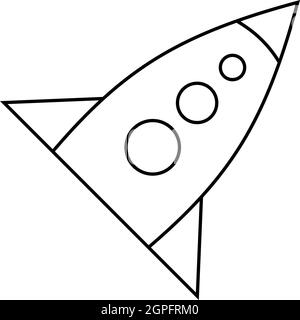 Rocket with three portholes icon, outline style Stock Vector