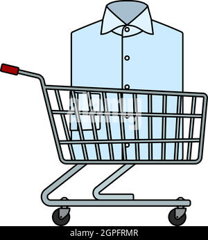 Shopping Cart With Clothes (Shirt) Icon Stock Vector