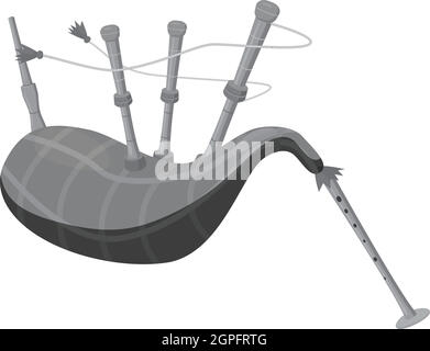 Bagpipes icon, gray monochrome style Stock Vector