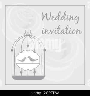 Wedding invitation card icon gray monochrome style Stock Vector