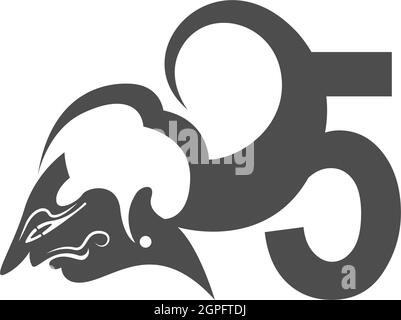 Javanese puppet icon with number logo design vector illustration Stock Vector