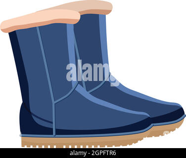 Pair of blue winter shoes icon, cartoon style Stock Vector