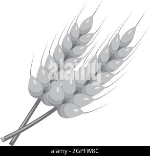 Stalks of barley icon, gray monochrome style Stock Vector